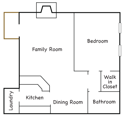 1 bedroom 2 story floorplan